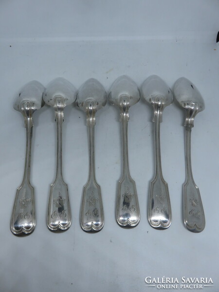 6 beautiful wear-free antique silver spoons of 13 lats