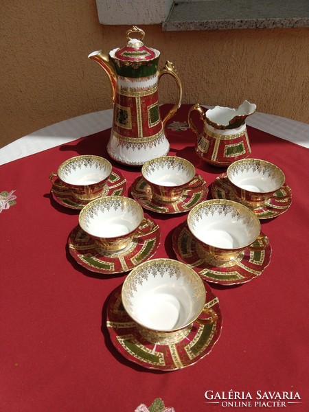 Antique Czech Viennese gold brocade 6-person tea set, in beautiful condition, now without a minimum price.