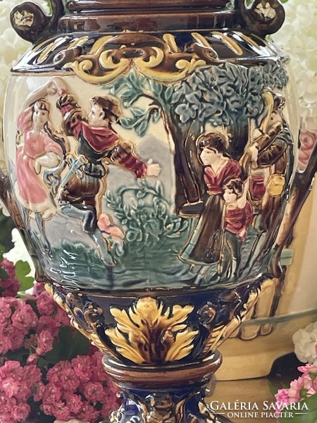Antique steidl baroque style, majolica vase