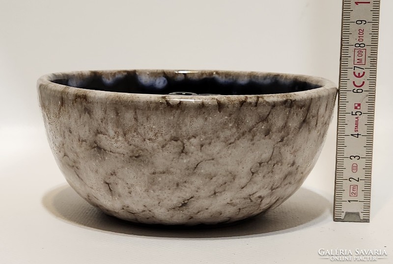 Hódmezővásárhely, ikebana, black, gray glazed ceramic flowerpot (3031)