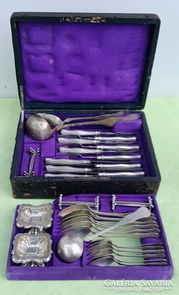 Antique 6-person silver cutlery, 2428g