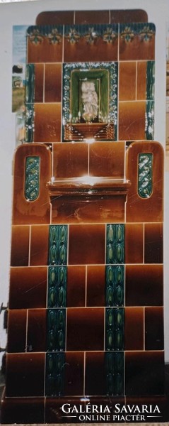 Dazzling painted tile stove from secessionist, early art-deco meissen