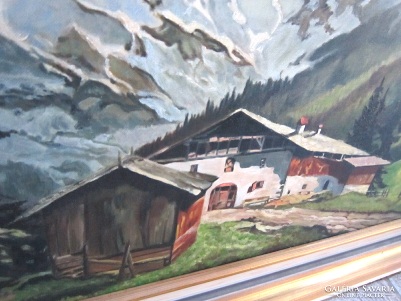 Festmény Alpesi táj  L. Riegel