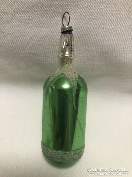 Antique, old Christmas tree decoration, special green soda bottle