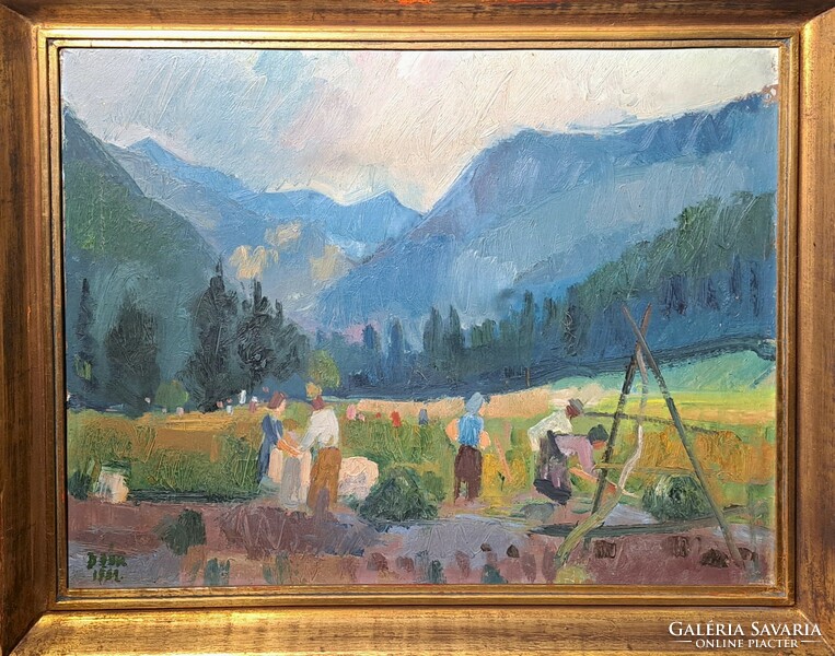 Doór Ferenc: Liptói táj (olaj, vászon) életkép a hegyekben (Tátra, Szlovákia)