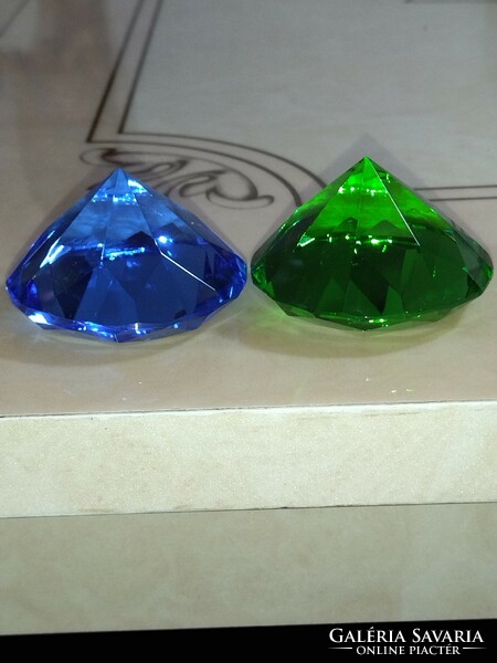Beautiful 2 piece lead crystal ornament, paperweight blue and green