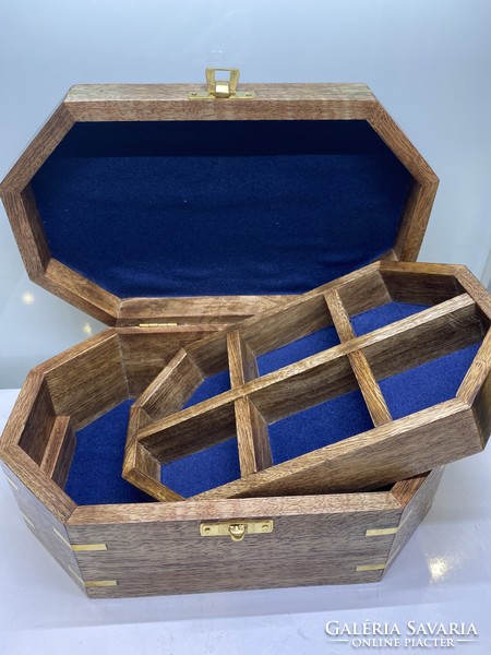 Wooden copper multi-compartment jewelry box