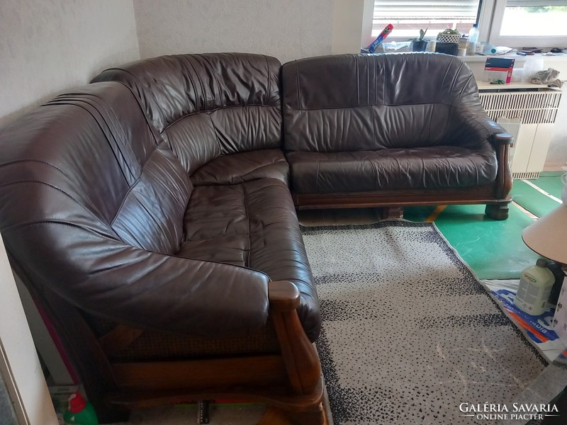 Genuine leather corner sofa