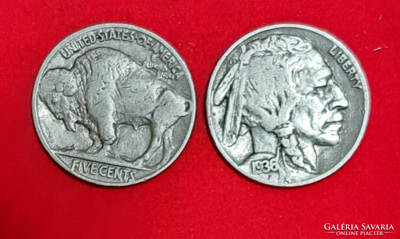 1935, 1936. Buffalo/Indian head nickel 5 cents usa (667)
