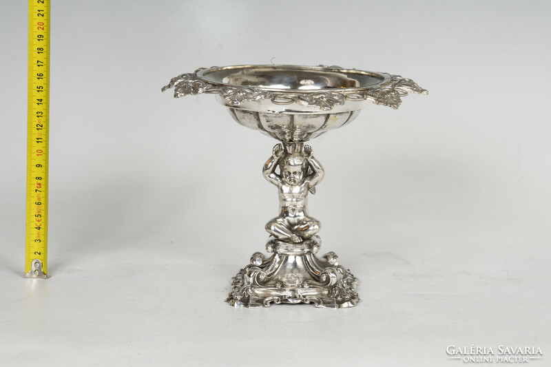 Silver antique Viennese table centerpiece with putto figure