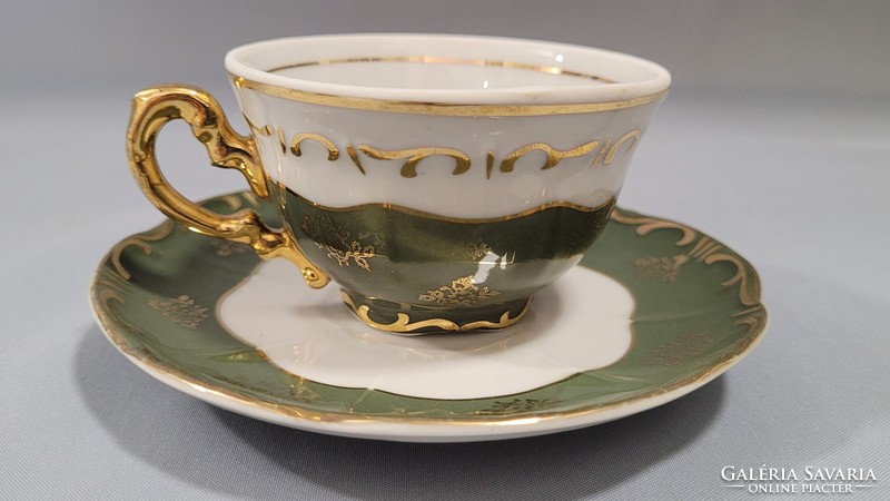 Rare colored Zsolnay porcelain pompadour mocha, coffee cup + 1 placemat