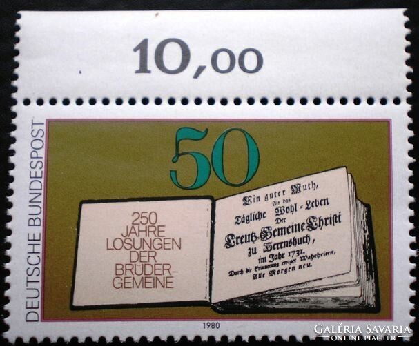 N1054sz / Németország 1980 A Morva Testvérek Jelszókönyve bélyeg postatiszta ívszéli összegzőszámos