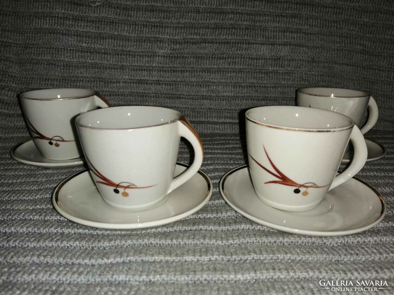 Rare Hólloház porcelain coffee cups with coasters - for 4 people