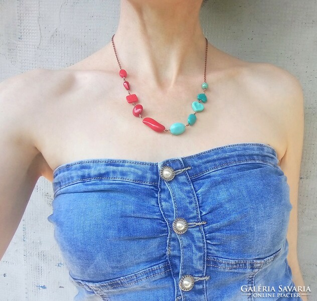 Foolish pearls necklace blue - red