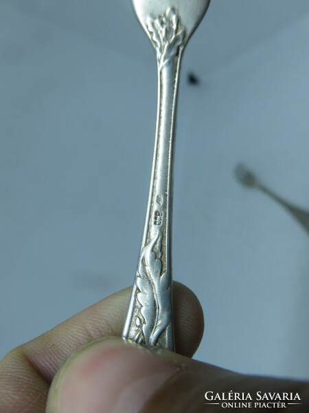 2 silver art nouveau cookie forks with cherry decoration