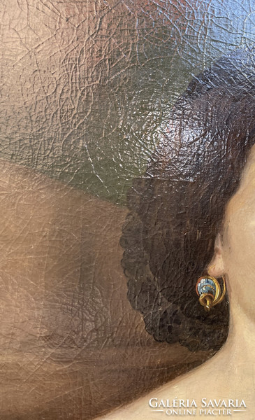 Óriási antik biedermeier nemesi családi portré olaj-vászon festmény 116 x 84 cm
