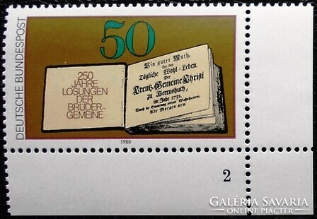 N1054s / Németország 1980 A Morva Testvérek Jelszókönyve bélyeg postatiszta ívsarki