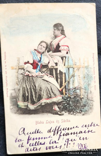 Approx. 1898 Blaha lujza + Blaha sarika contemporary original color photo page strelisky