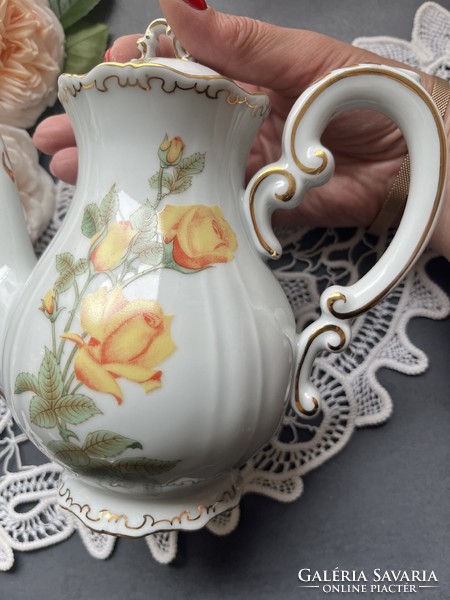 Zsolnay porcelain, coffee pourer with yellow rose pattern