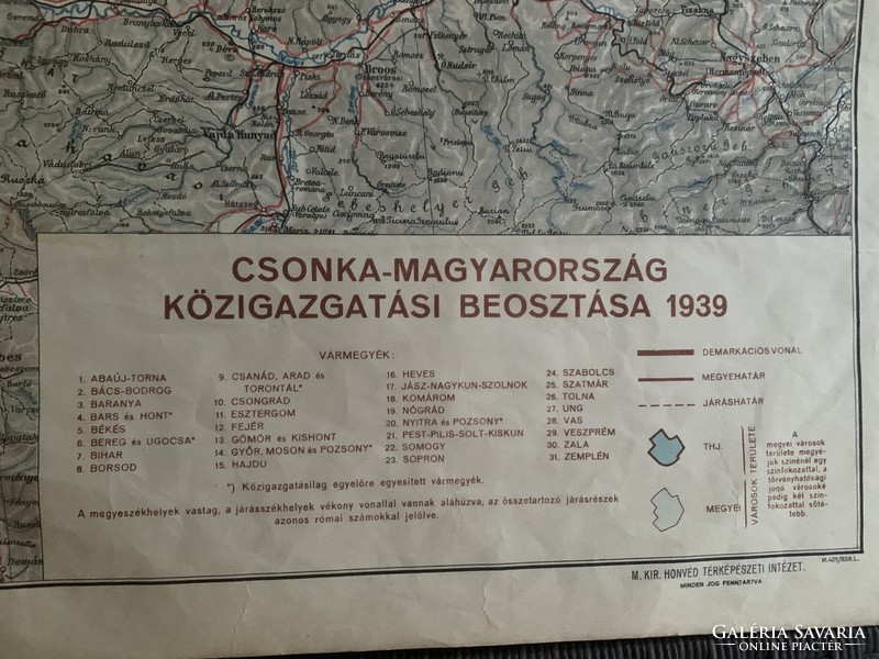 1939 Administrative map of Csonka Hungary