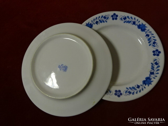 Alföld porcelain small plate, with a blue folk art pattern, diameter 17.5 cm. Jokai.