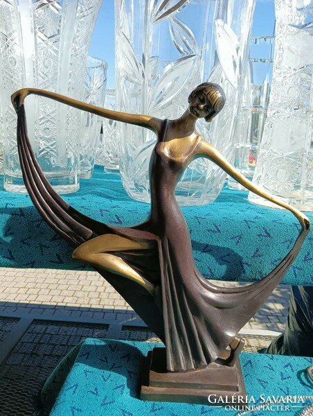 Bronze art deco dancing lady statue