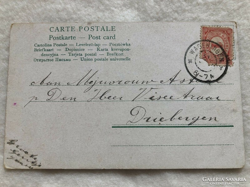 Antique, old romantic postcard with long address -10.
