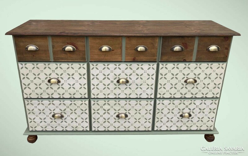 Rustic, practical chest of 9 drawers, sideboard