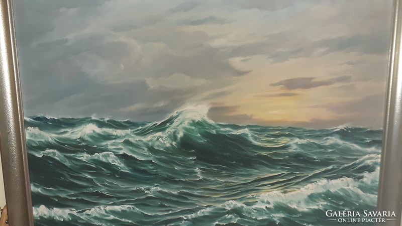 Erwin Eugen Ertl   nagyméretű olaj-vászon festmény kerettel  " Tengeri hullámok "