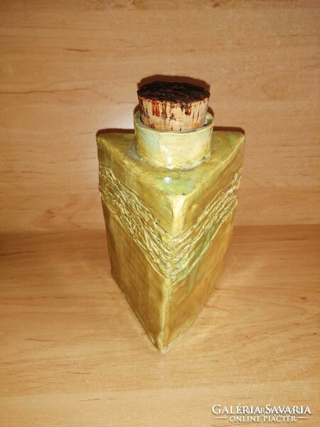 Marked craftsman ceramic triangle-based bottle - 14.5 cm (31/d)
