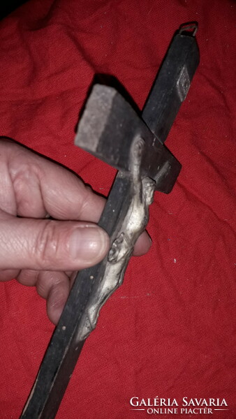 Antik fa - fém feszület kereszt fém corpussal kifogástalan állapotban 24 cm a képek szerint