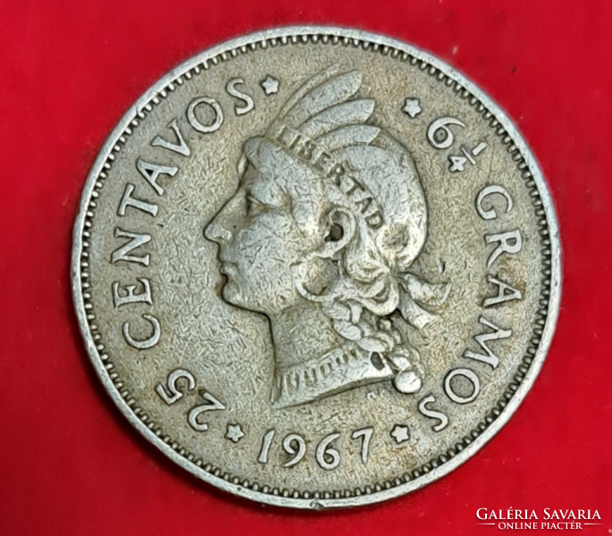 1967. Dominican Republic 25 centavos (2001)