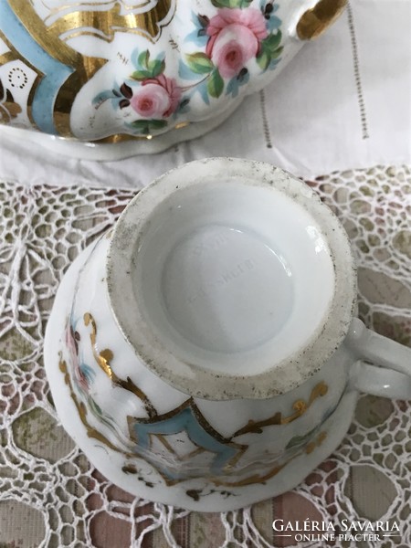Gyűjtőknek!!Ritka szép !!1838-as antik osztrák Giesshübl porcelán készlet hiányos