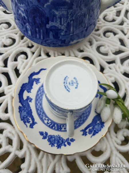 Blue scene English coffee cup and saucer