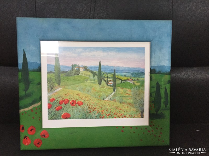 Tuscan landscape, 3d image, in a glazed frame