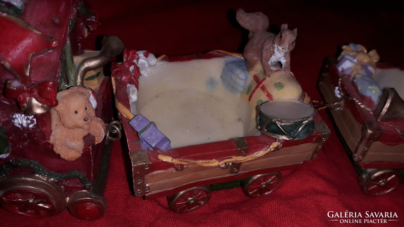 Retro POLAR EXPRESSZ karácsonyi hosszú gyertyatartó vonat Mikulással figurákkal 52 cm képek szerint
