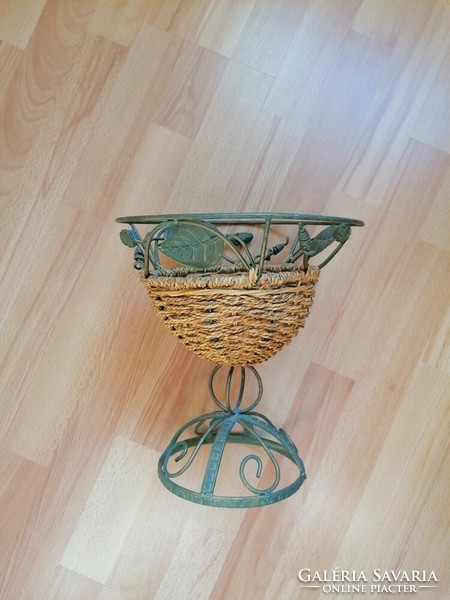 Decorative, antiqued metal - reed flower stand