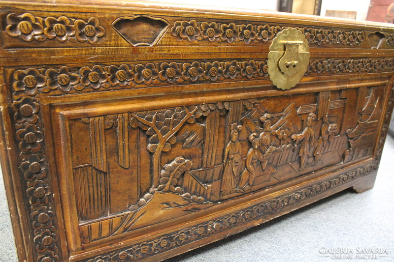 Carved camphor wood chest