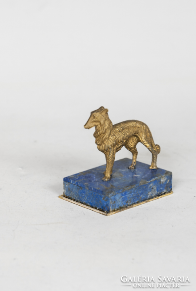 Gilded silver Russian Greyhound figurine with lapis lazuli base