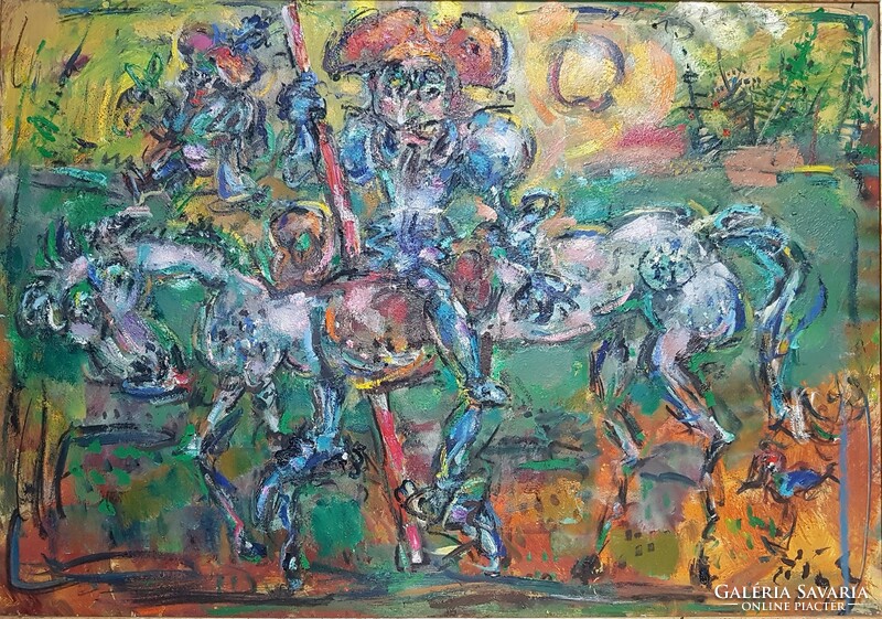 Tóth Ernő - Don Quijote 70 x 100 cm olaj, farost, keretezve