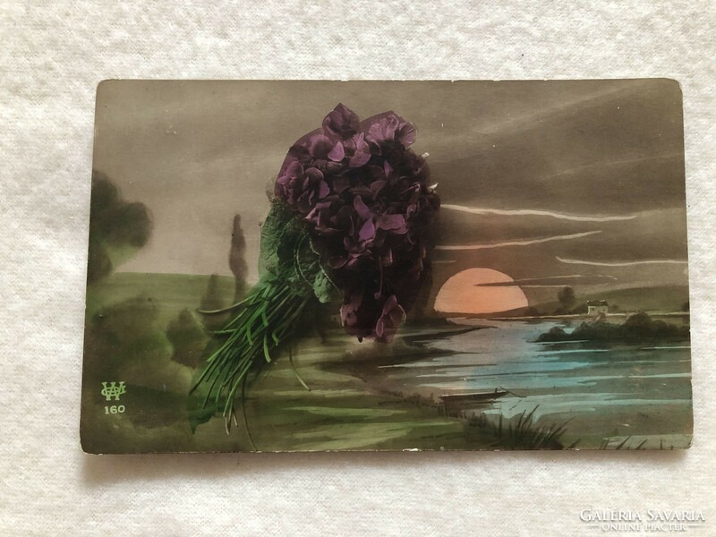 Antik, régi színezett képeslap - 1924                                       -10.