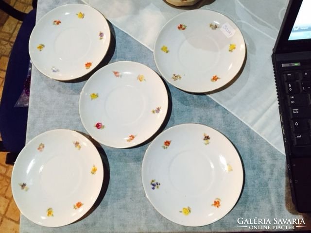 5 antique Zsolnay small flower pattern saucers (nhc)