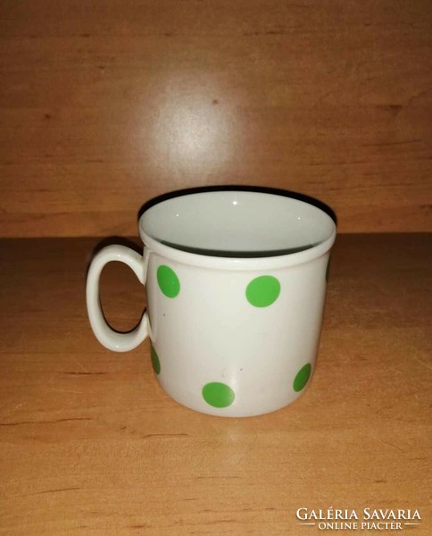 Zsolnay green polka dot porcelain mug (14/d)