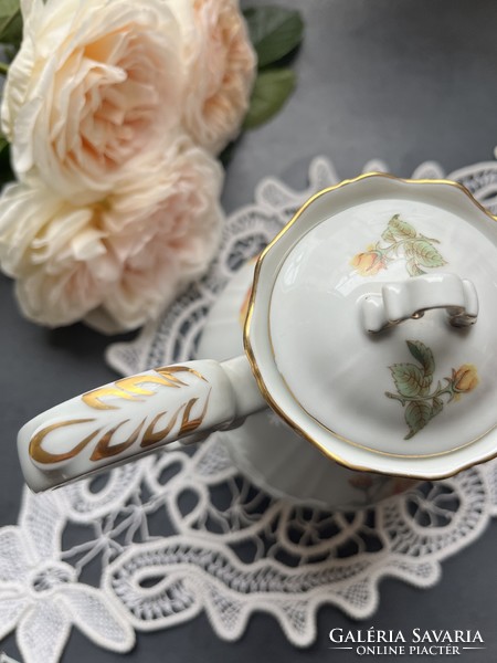 Zsolnay porcelain, coffee pourer with yellow rose pattern