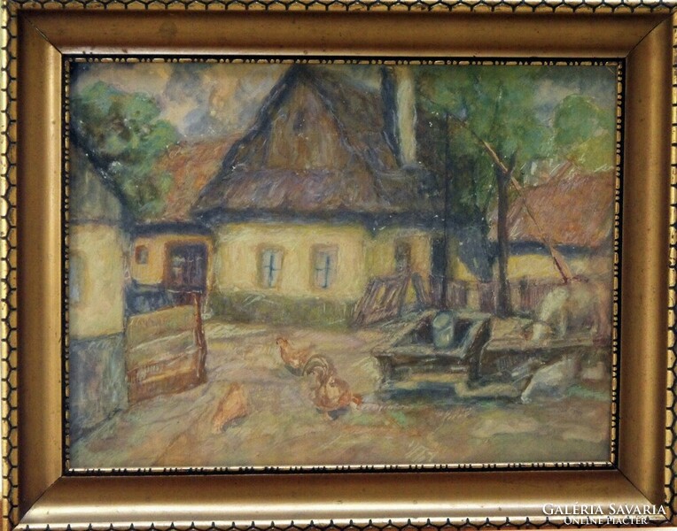 Unknown painter (Central 20th century): boom well in the village