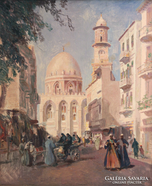 Károly Cserna (1867-1944) - Cairo | sultan al-mansur qalawun mosque cairo street view