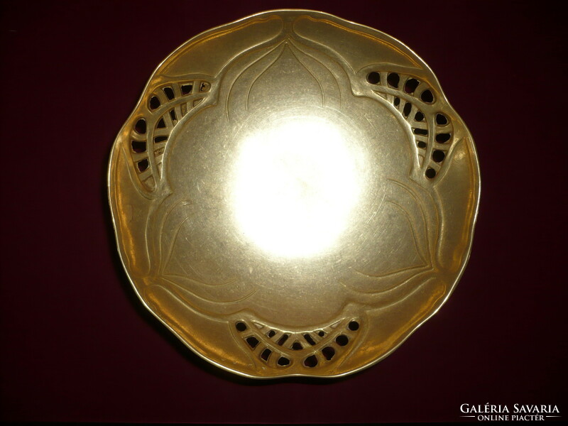Copper fruit offering bowl with foot