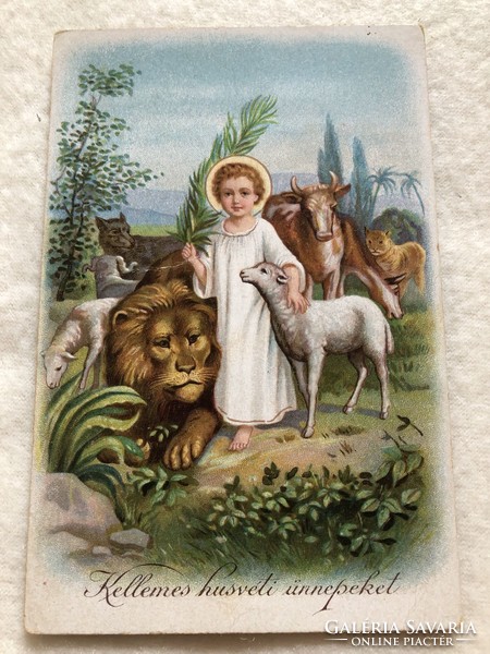 Antik, régi litho Húsvéti képeslap                                       -10.