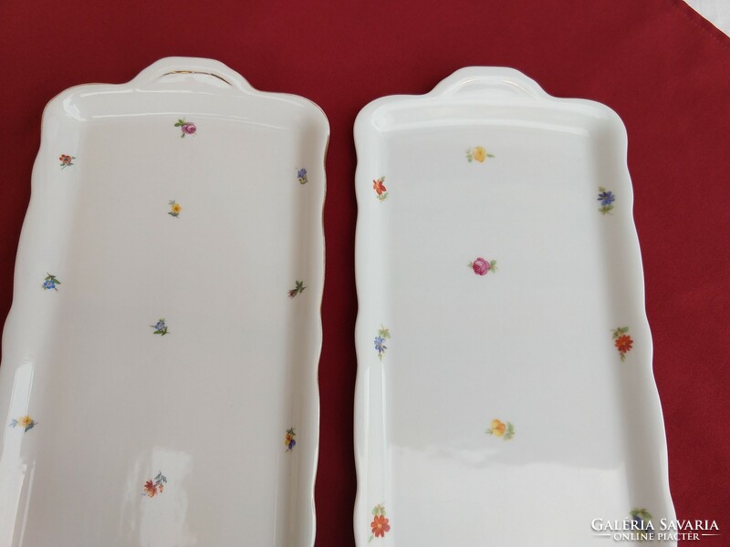 Two antique Zsolnay small floral, long, sandwich, cookie trays, in good condition, no minimum price