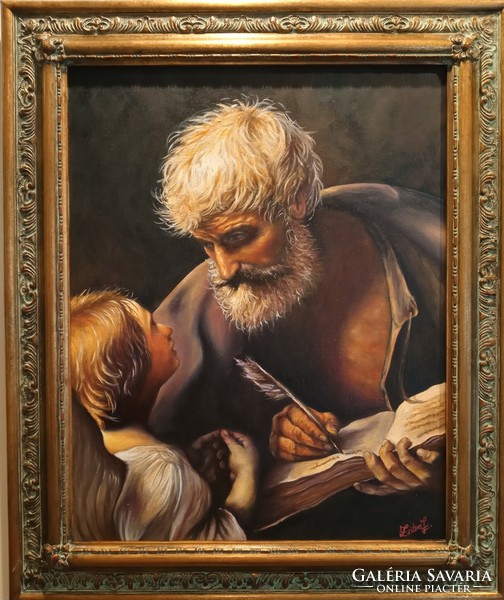 Saint Matthew and the Angel oil painting by Zoltán Zsitva